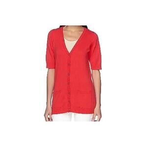 Banana Republic Red Button Front Pockets Short Sleeve Cardigan Size SP